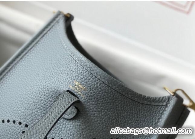 Famous Brand Hermes Evelyne Mini Bag 18cm in Togo Leather H1048 Line Blue 2023 (Half Handmade)