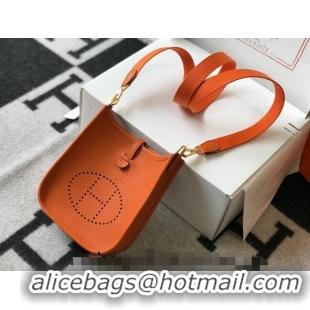 New Fashion Hermes Evelyne Mini Bag 18cm in Togo Leather H1048 Orange 2023 (Half Handmade)