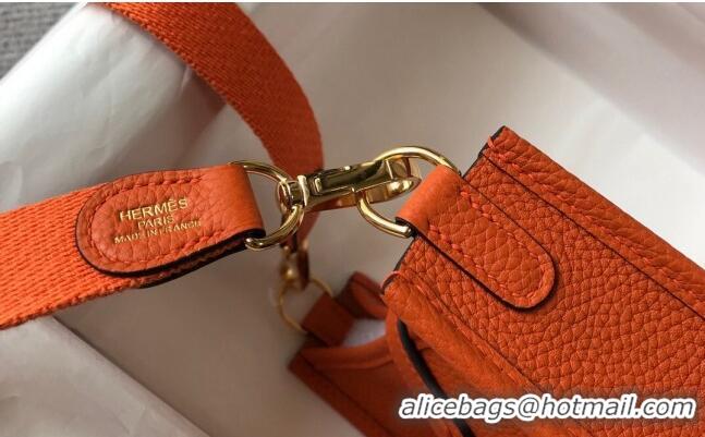 New Fashion Hermes Evelyne Mini Bag 18cm in Togo Leather H1048 Orange 2023 (Half Handmade)