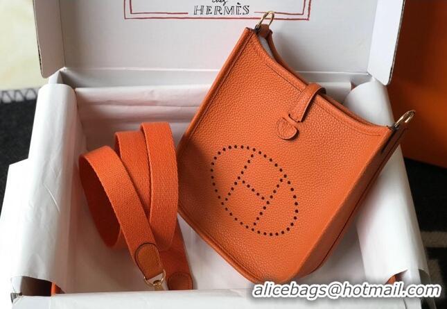 New Fashion Hermes Evelyne Mini Bag 18cm in Togo Leather H1048 Orange 2023 (Half Handmade)