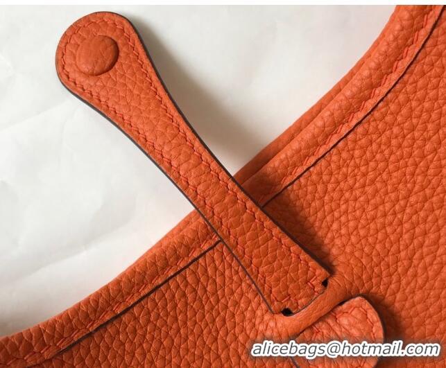 New Fashion Hermes Evelyne Mini Bag 18cm in Togo Leather H1048 Orange 2023 (Half Handmade)