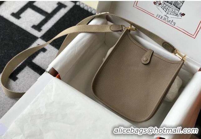 Popular Style Hermes Evelyne Mini Bag 18cm in Togo Leather H1048 Coat Grey/Gold 2023 (Half Handmade)