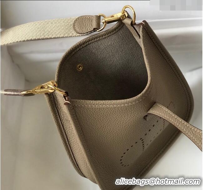 Popular Style Hermes Evelyne Mini Bag 18cm in Togo Leather H1048 Coat Grey/Gold 2023 (Half Handmade)