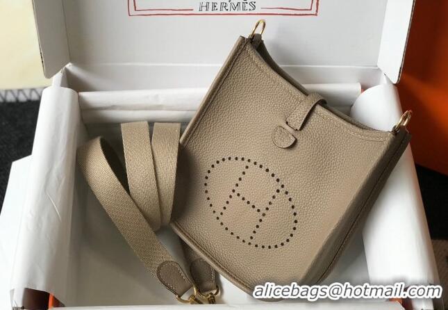 Popular Style Hermes Evelyne Mini Bag 18cm in Togo Leather H1048 Coat Grey/Gold 2023 (Half Handmade)