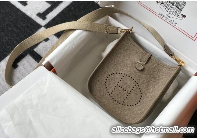 Popular Style Hermes Evelyne Mini Bag 18cm in Togo Leather H1048 Coat Grey/Gold 2023 (Half Handmade)