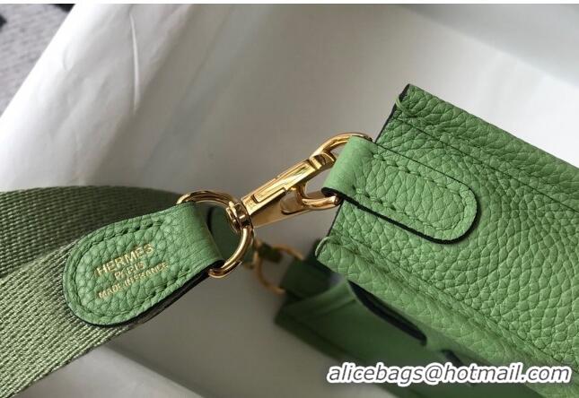 Top Quality Hermes Evelyne Mini Bag 18cm in Togo Leather H1048 Avocado Green 2023 (Half Handmade)