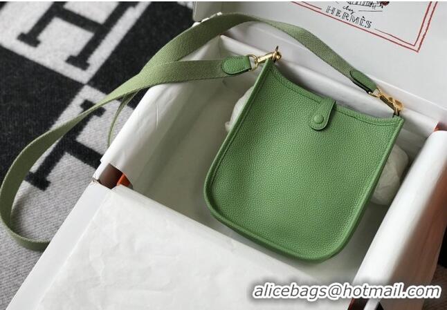 Top Quality Hermes Evelyne Mini Bag 18cm in Togo Leather H1048 Avocado Green 2023 (Half Handmade)