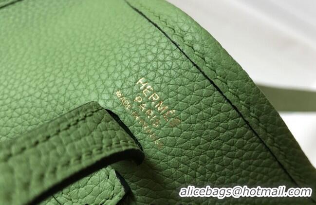 Top Quality Hermes Evelyne Mini Bag 18cm in Togo Leather H1048 Avocado Green 2023 (Half Handmade)