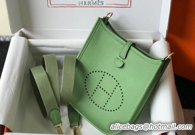 Top Quality Hermes Evelyne Mini Bag 18cm in Togo Leather H1048 Avocado Green 2023 (Half Handmade)