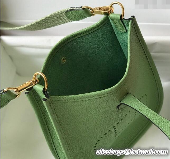 Top Quality Hermes Evelyne Mini Bag 18cm in Togo Leather H1048 Avocado Green 2023 (Half Handmade)