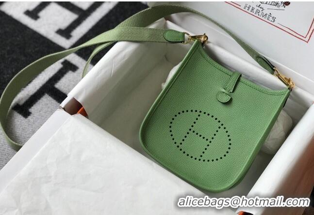 Top Quality Hermes Evelyne Mini Bag 18cm in Togo Leather H1048 Avocado Green 2023 (Half Handmade)