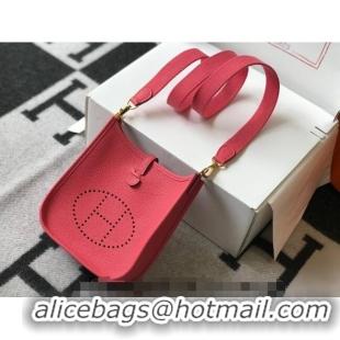 Shop Best Hermes Evelyne Mini Bag 18cm in Togo Leather H1048 Rose Lipstick Pink 2023 (Half Handmade)