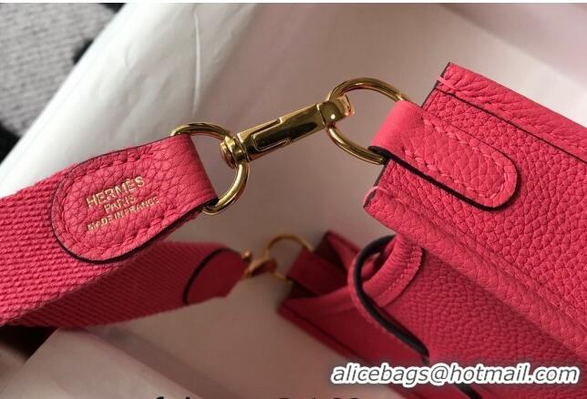 Shop Best Hermes Evelyne Mini Bag 18cm in Togo Leather H1048 Rose Lipstick Pink 2023 (Half Handmade)