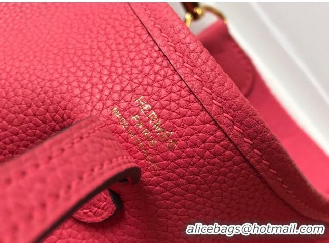 Shop Best Hermes Evelyne Mini Bag 18cm in Togo Leather H1048 Rose Lipstick Pink 2023 (Half Handmade)