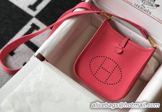 Shop Best Hermes Evelyne Mini Bag 18cm in Togo Leather H1048 Rose Lipstick Pink 2023 (Half Handmade)