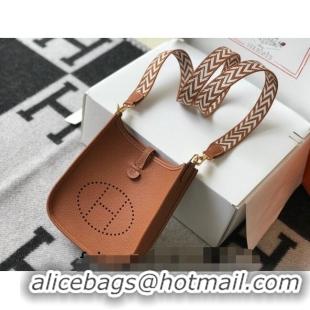 Good Product Hermes Evelyne Mini Bag 18cm in Togo Leather H1048 Brown/Silver 2023 (Half Handmade)