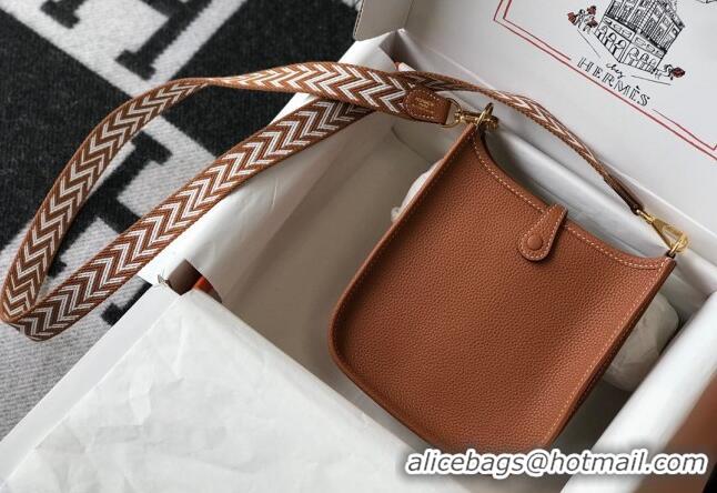 Good Product Hermes Evelyne Mini Bag 18cm in Togo Leather H1048 Brown/Silver 2023 (Half Handmade)