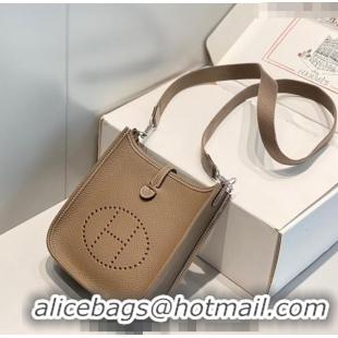 Most Popular Hermes Evelyne Mini Bag 18cm in Togo Leather H1048 Elephant Grey/Silver 2023 (Half Handmade)