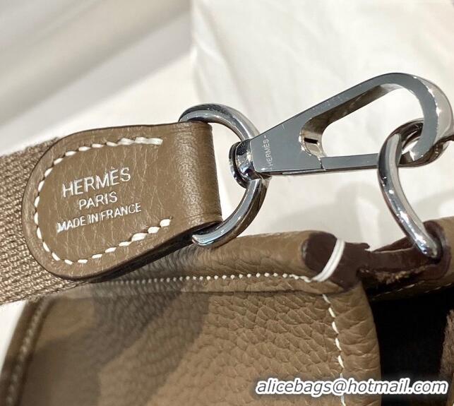 Most Popular Hermes Evelyne Mini Bag 18cm in Togo Leather H1048 Elephant Grey/Silver 2023 (Half Handmade)