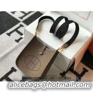 Well Crafted Hermes Evelyne Mini Bag 18cm in Togo Leather H1048 Elephant Grey/Gold 2023 (Half Handmade)