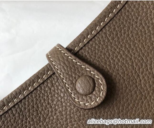 Well Crafted Hermes Evelyne Mini Bag 18cm in Togo Leather H1048 Elephant Grey/Gold 2023 (Half Handmade)