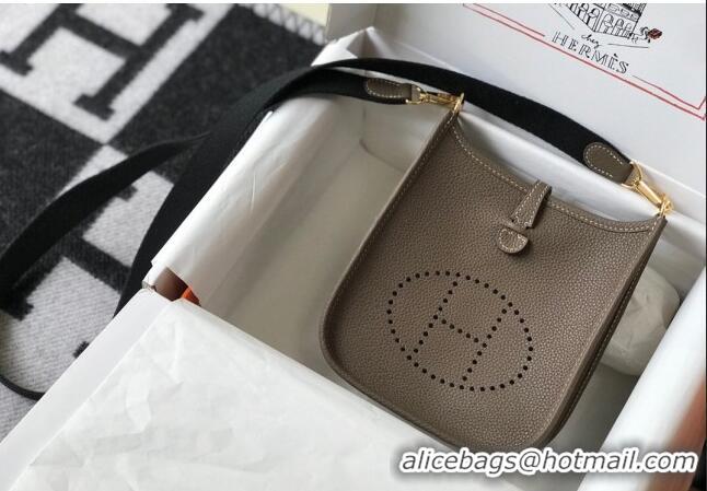 Well Crafted Hermes Evelyne Mini Bag 18cm in Togo Leather H1048 Elephant Grey/Gold 2023 (Half Handmade)