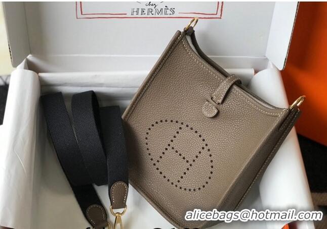 Well Crafted Hermes Evelyne Mini Bag 18cm in Togo Leather H1048 Elephant Grey/Gold 2023 (Half Handmade)