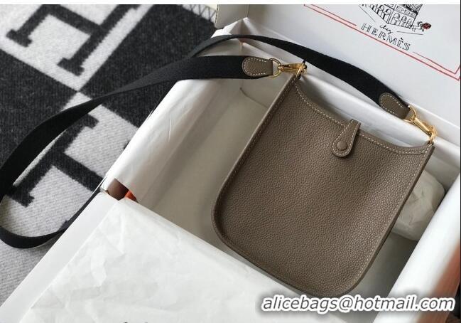 Well Crafted Hermes Evelyne Mini Bag 18cm in Togo Leather H1048 Elephant Grey/Gold 2023 (Half Handmade)