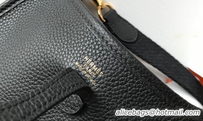 Most Popular Hermes Evelyne Mini Bag 18cm in Togo Leather H1048 Black/Gold 2023 (Half Handmade)