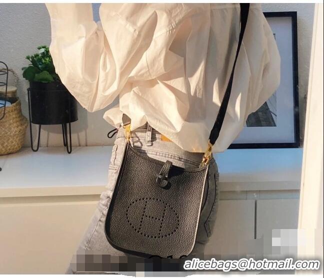 Most Popular Hermes Evelyne Mini Bag 18cm in Togo Leather H1048 Black/Gold 2023 (Half Handmade)