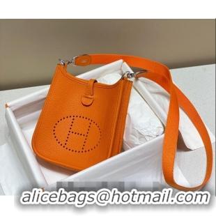 Super Quality Hermes Evelyne Mini Bag 18cm in Togo Leather H7056 Fire Orange 2023