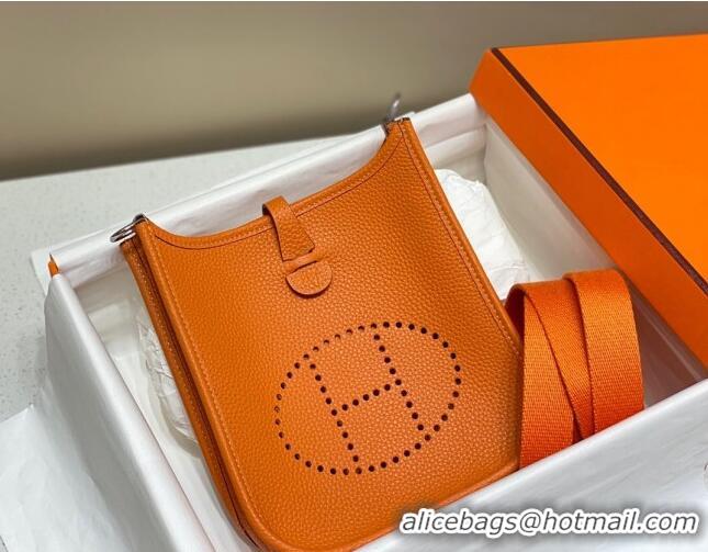 Super Quality Hermes Evelyne Mini Bag 18cm in Togo Leather H7056 Fire Orange 2023