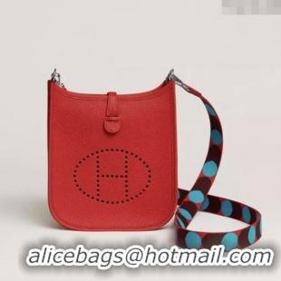 Trendy Design Hermes Mini Evelyne TPM Bag in Original Clemence Leather H1048 Rouge De Coeur 2024 (Full Handmade)