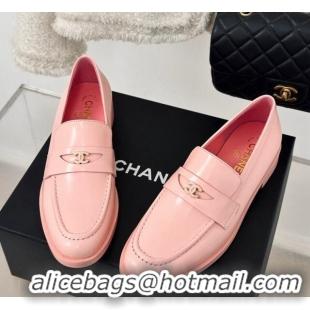 Good Quality Chanel Shiny Calfskin Loafers G45504 Pink 424047