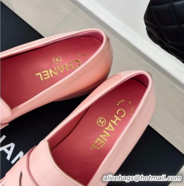 Good Quality Chanel Shiny Calfskin Loafers G45504 Pink 424047