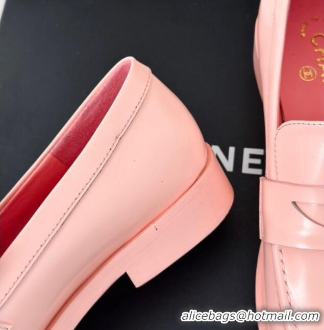 Good Quality Chanel Shiny Calfskin Loafers G45504 Pink 424047