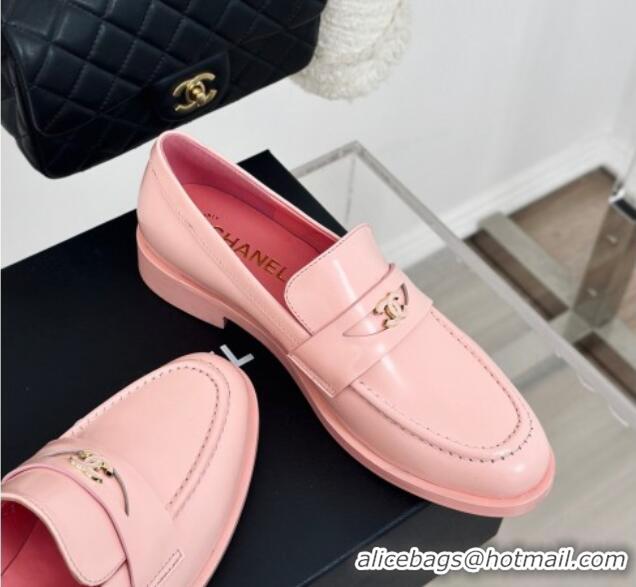 Good Quality Chanel Shiny Calfskin Loafers G45504 Pink 424047