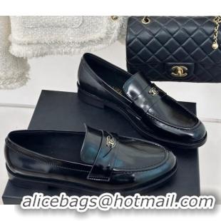 Best Price Chanel Patent Calfskin Loafers G45504 Black 424048