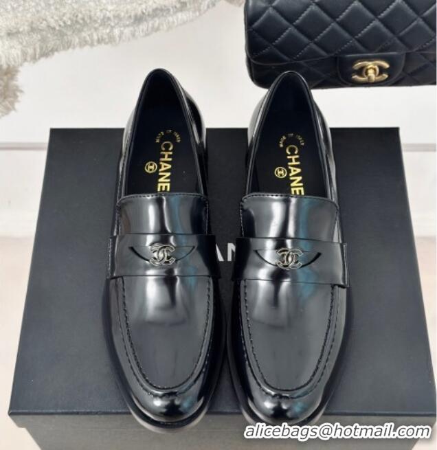 Best Price Chanel Patent Calfskin Loafers G45504 Black 424048