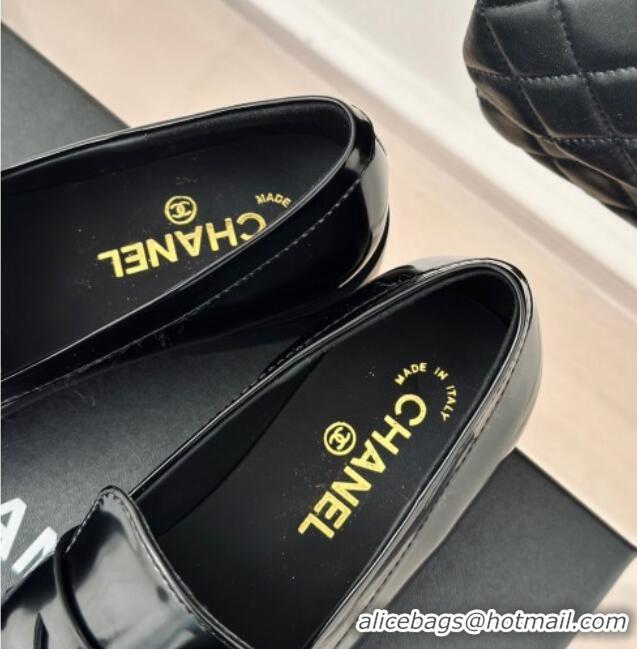 Best Price Chanel Patent Calfskin Loafers G45504 Black 424048