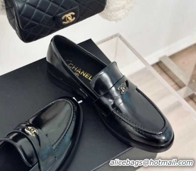 Best Price Chanel Patent Calfskin Loafers G45504 Black 424048