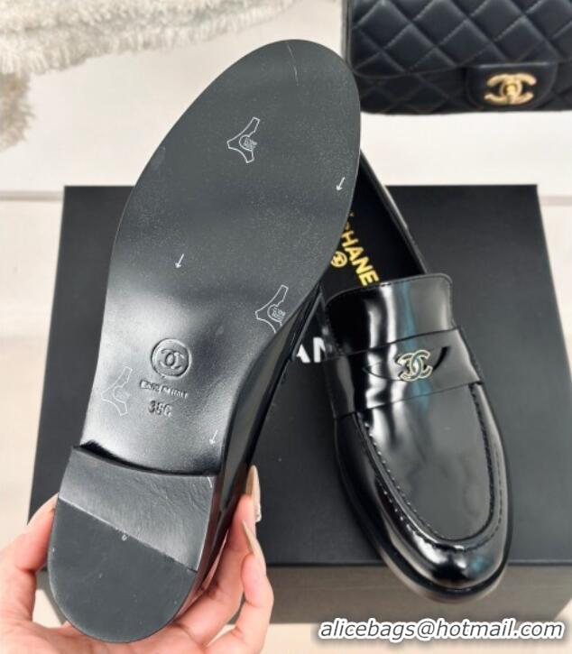 Best Price Chanel Patent Calfskin Loafers G45504 Black 424048