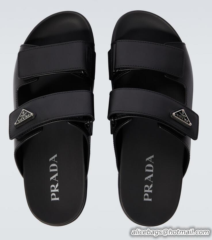 Grade Promotional Prada Leather Strap Sandals PA3129 Black