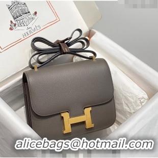 Promotional Hermes Constance Bag 18cm in Epsom Leather H3037 Etain Grey 2023 (Half Handmade)