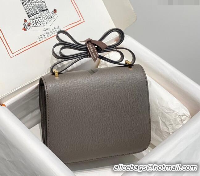 Promotional Hermes Constance Bag 18cm in Epsom Leather H3037 Etain Grey 2023 (Half Handmade)