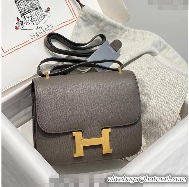 Promotional Hermes Constance Bag 18cm in Epsom Leather H3037 Etain Grey 2023 (Half Handmade)