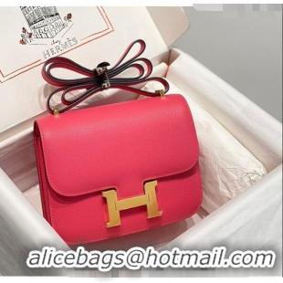 Super Quality Hermes Constance Bag 18cm in Epsom Leather H3037 Rose Lipstick Pink 2023 (Half Handmade)