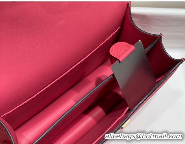 Super Quality Hermes Constance Bag 18cm in Epsom Leather H3037 Rose Lipstick Pink 2023 (Half Handmade)