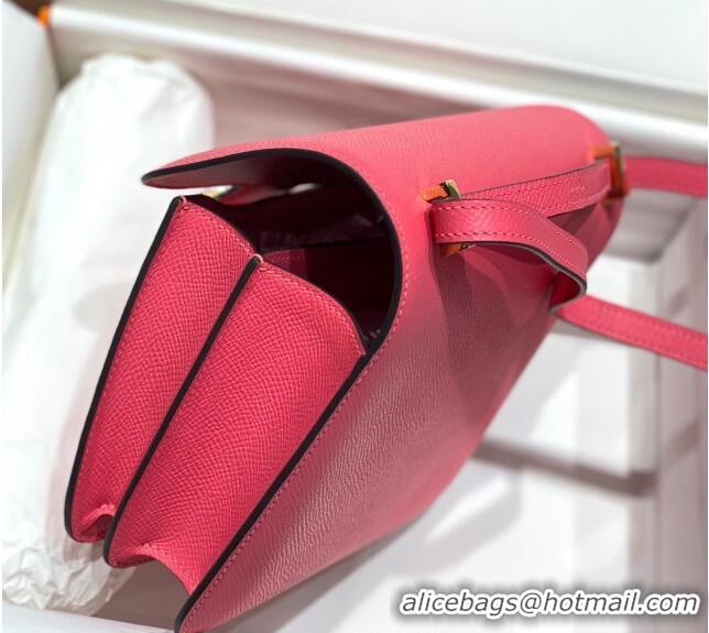 Super Quality Hermes Constance Bag 18cm in Epsom Leather H3037 Rose Lipstick Pink 2023 (Half Handmade)