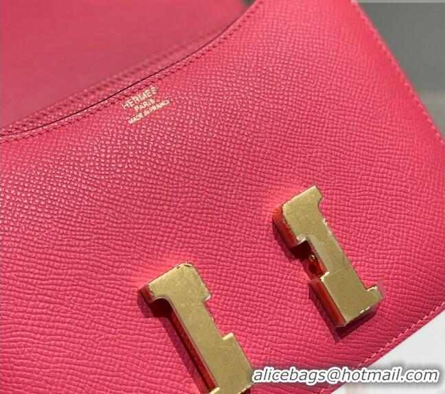 Super Quality Hermes Constance Bag 18cm in Epsom Leather H3037 Rose Lipstick Pink 2023 (Half Handmade)